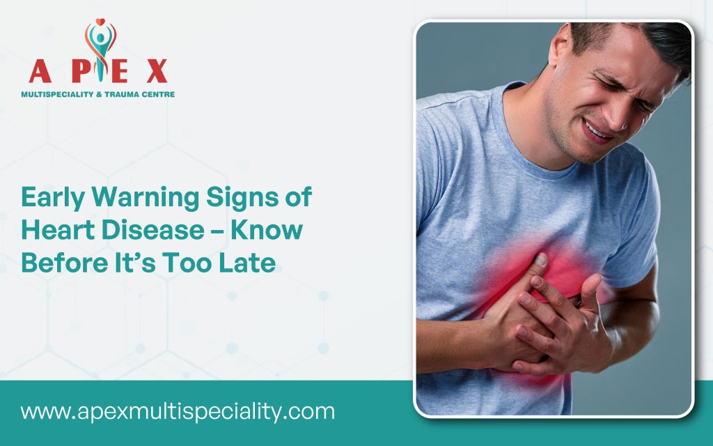 Person clutching chest showing early signs of heart disease